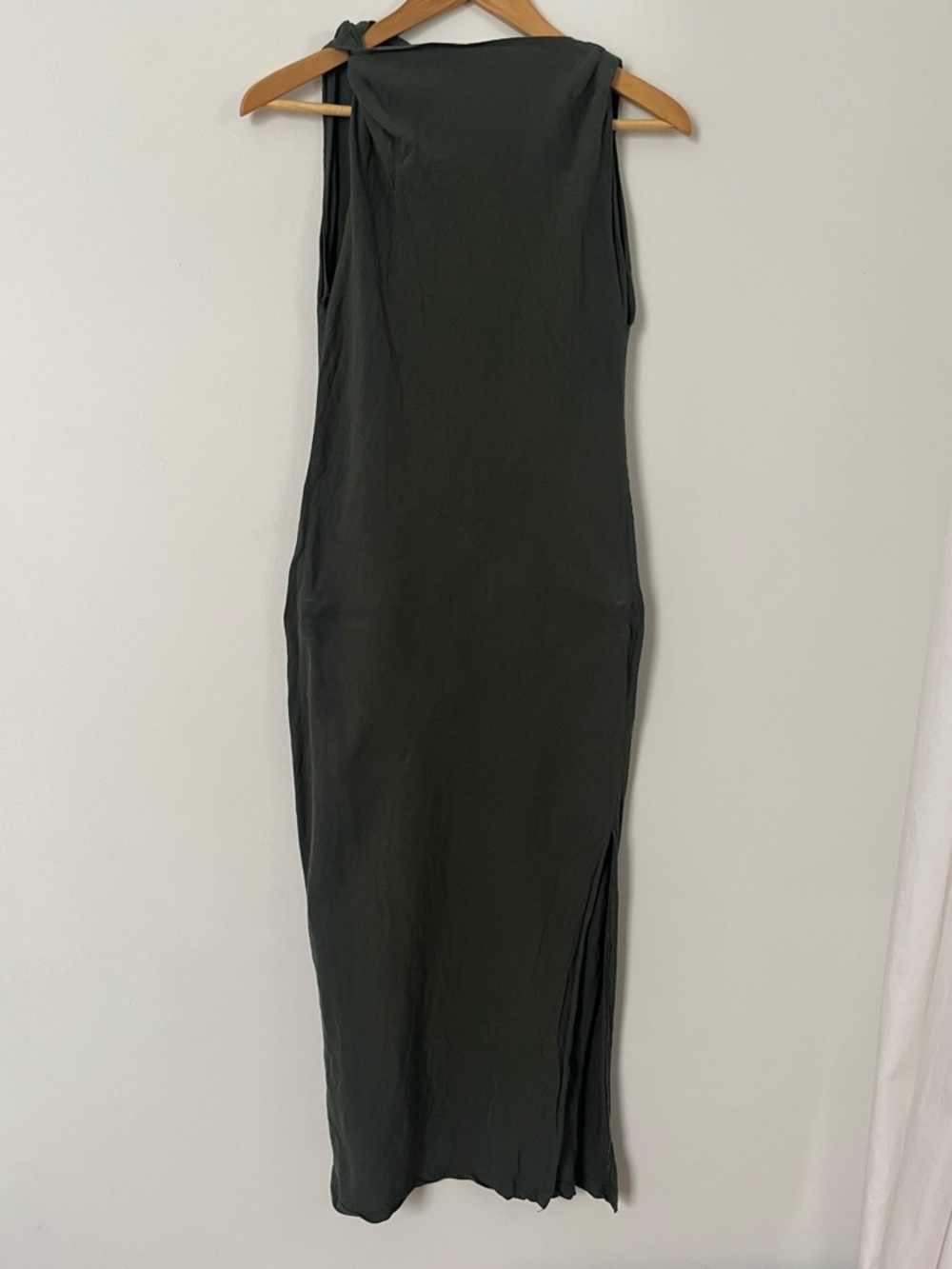 Zara Olive Midi Dress with Side Slit